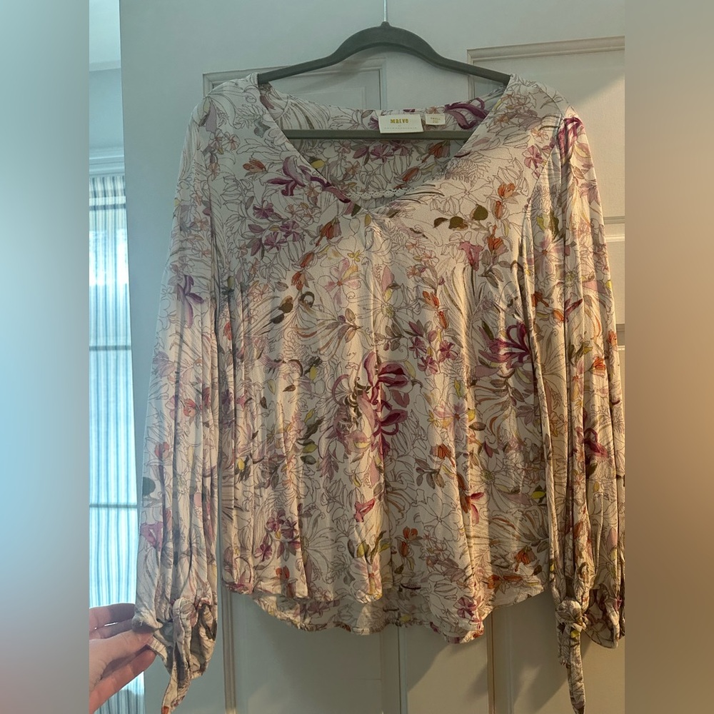 Anthropologie Floral V-Neck Blouse